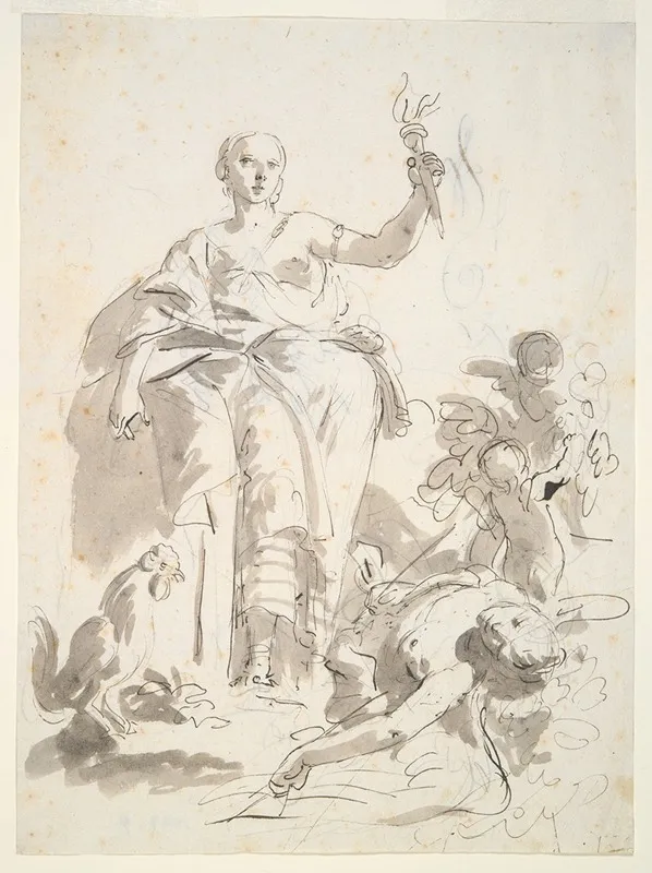 Study For The Fresco Industry Triumphing Over Idleness At The Villa Lochi Al Biron