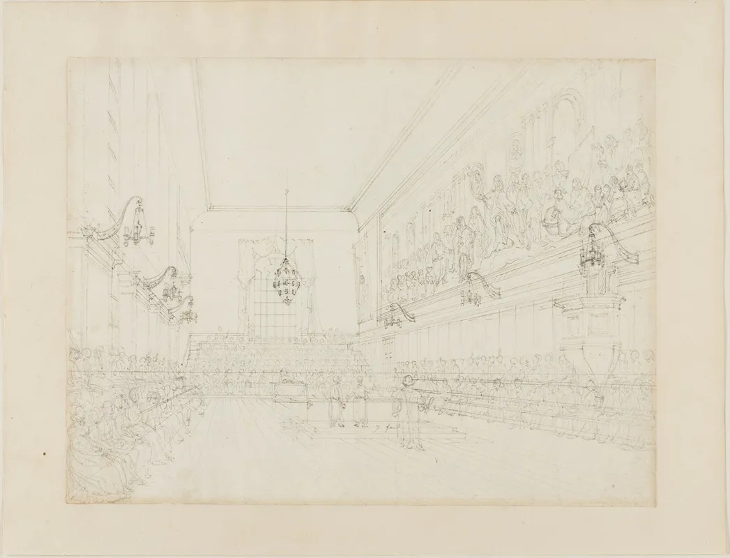 Study For The Hall Blue Coat School From Microcosm Of London by Augustus Charles Pugin - Canvas Print