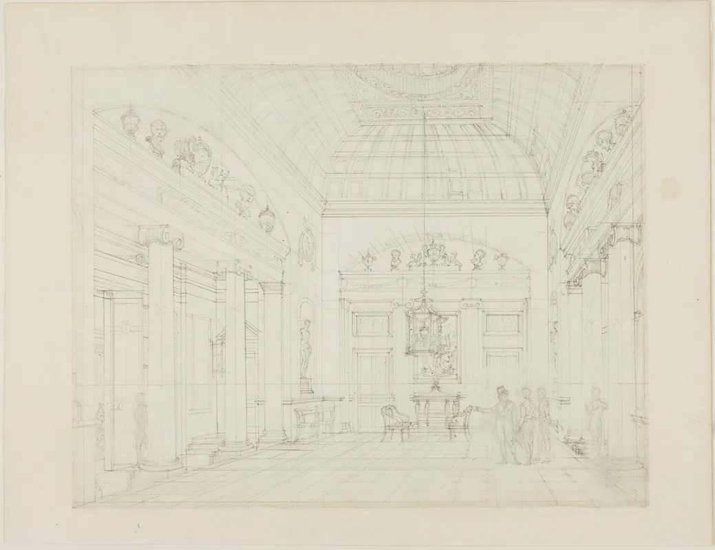 Study For The Hall Carlton House From Microcosm Of London by Augustus Charles Pugin - Canvas Print