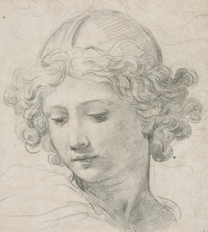Study For The Head Of St Michael by Pietro da Cortona - Canvas Print