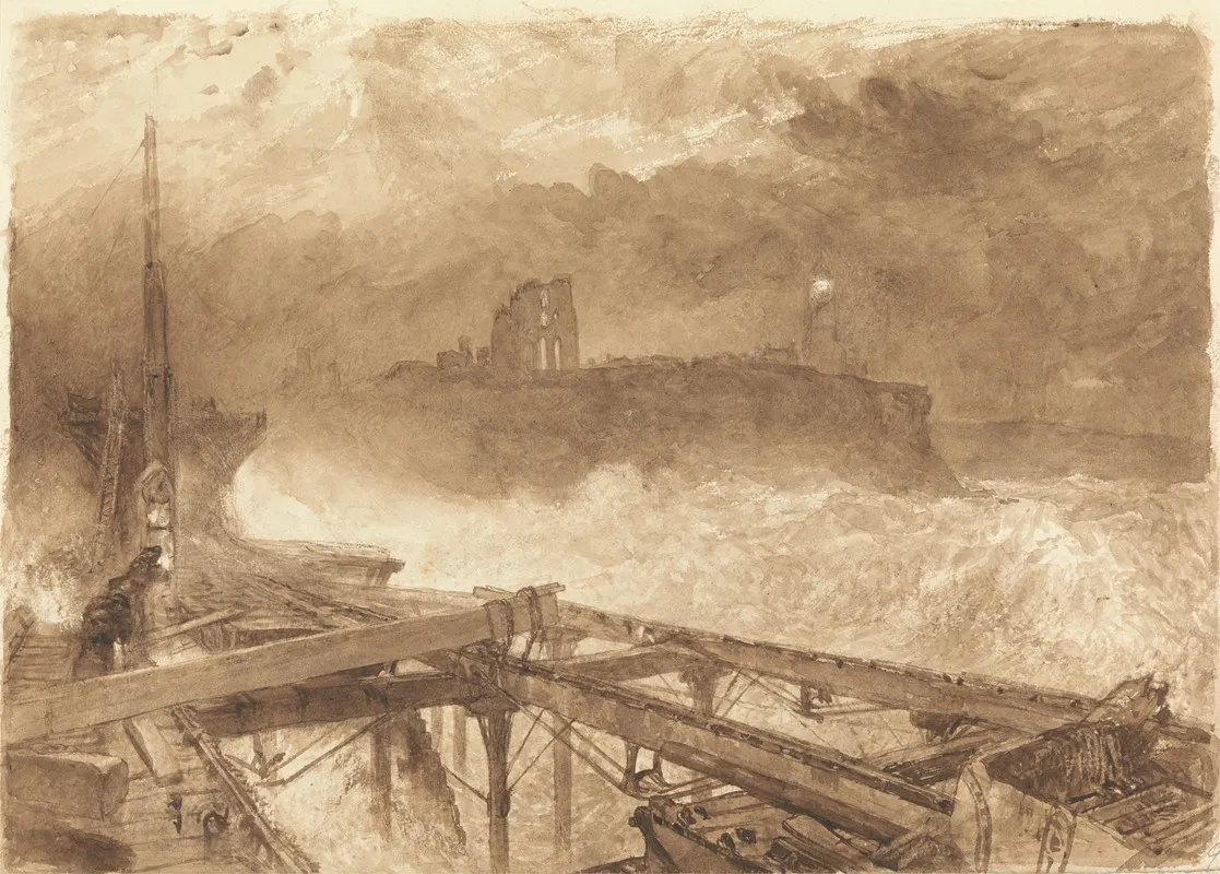 Study For Tynemouth Pier Lighting The Lamps At Sundown