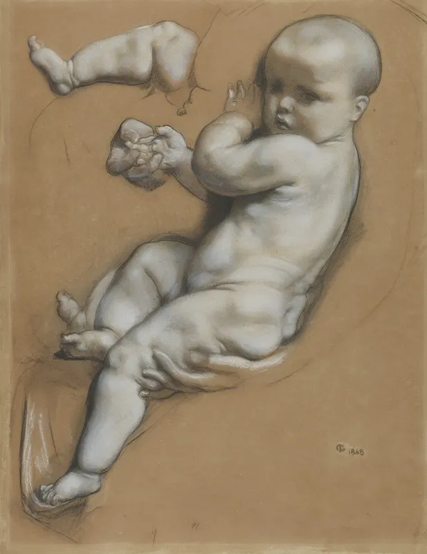 Study Of A Baby by Frederick Goodall - Canvas Print