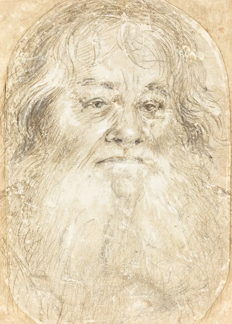 Study Of A Bearded Man Verso