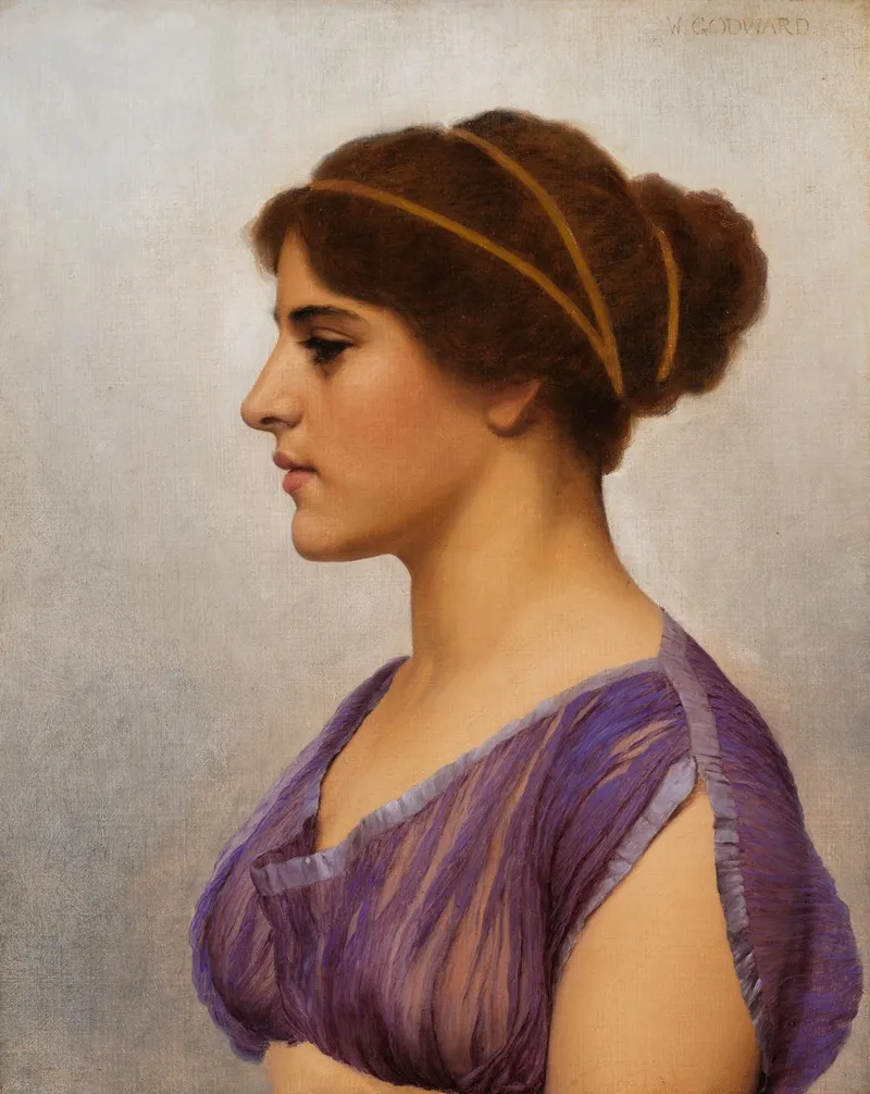 Study Of A Classical Beauty 2 by John William Godward - Canvas Print