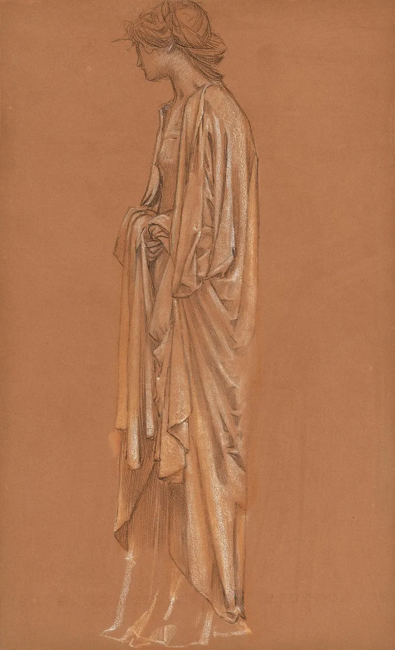 Study Of A Draped Female Figure For The Sleep Of Arthur In Avalon