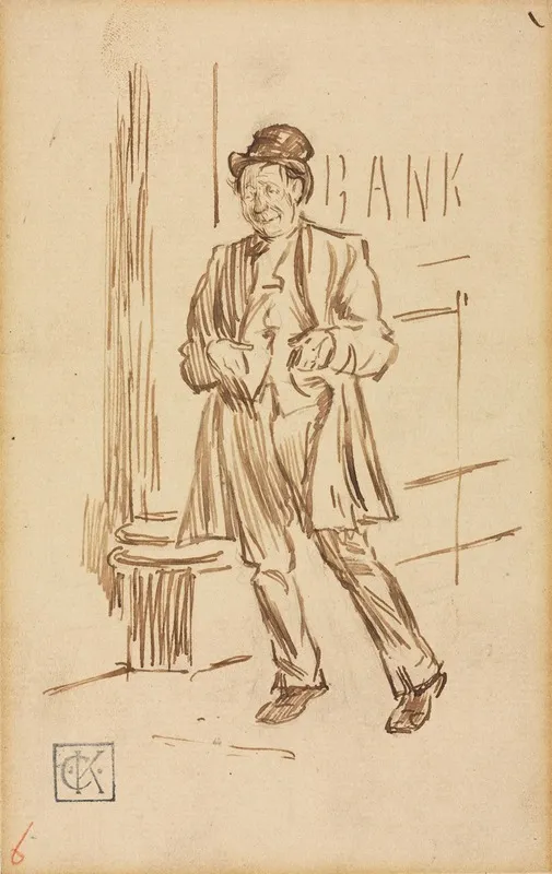 Study Of A Drunken Man Passing A Bank