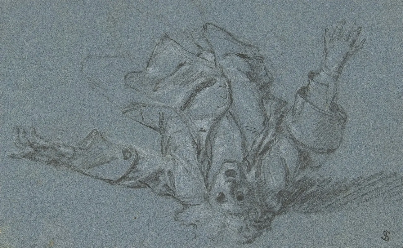 Study Of A Fallen Soldier by Adam Frans van der Meulen - Canvas Print