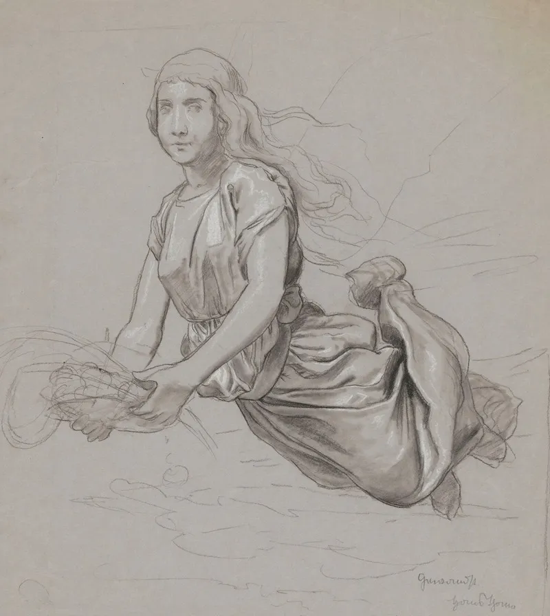 Study Of A Female Figure Floating Above Ground