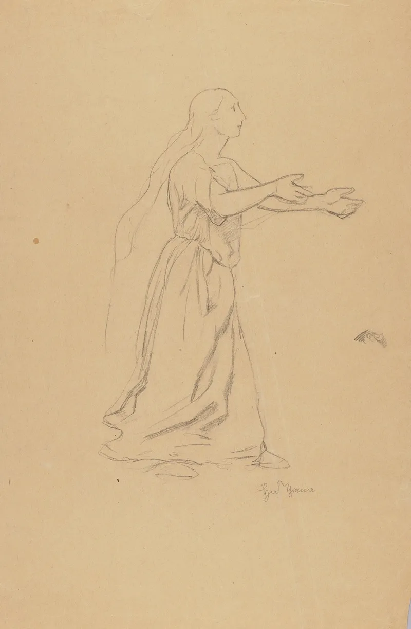 Study Of A Female Figure In A Long Dress