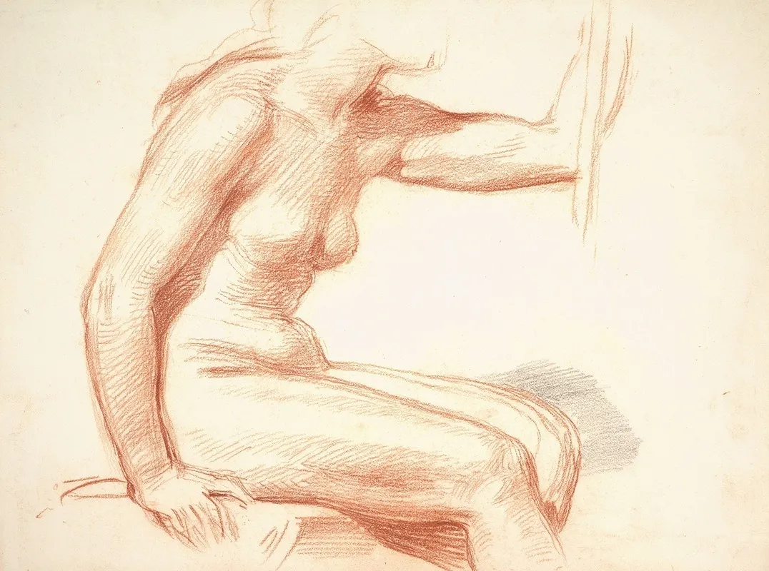 Study Of A Female Nude Seated by George Richmond - Canvas Print