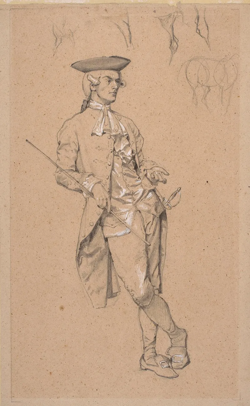 Study Of A Figure In 18th Century Costume For The Painting Tarlos Duel by Maksymilian Gierymski - Canvas Print