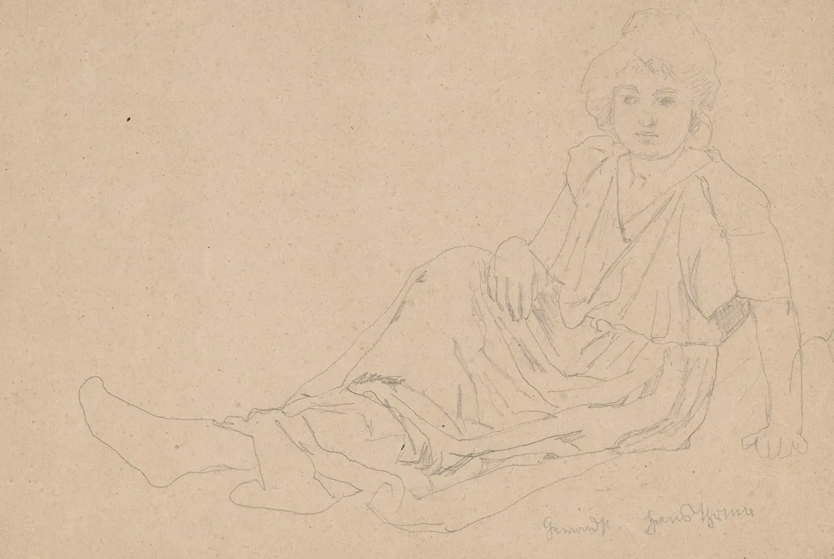 Study Of A Figure Of A Seated Woman Dressed In A Long Robe
