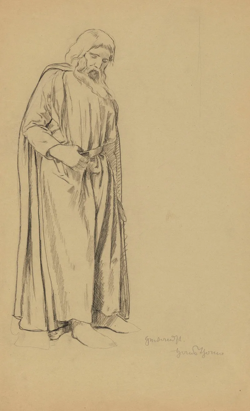 Study Of A Figure Of An Old Man In A Long Robe