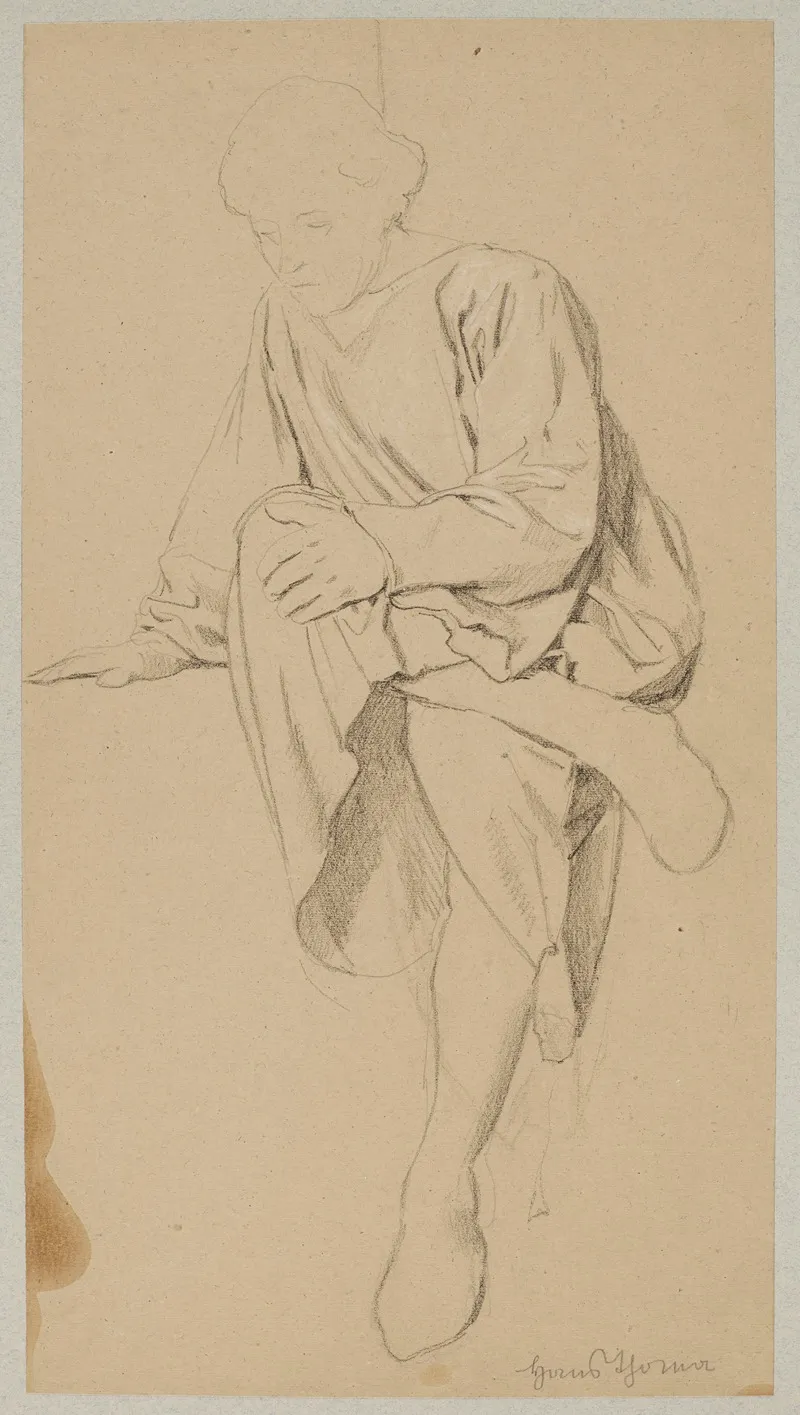 Study Of A Figure Sitting With Legs Crossed