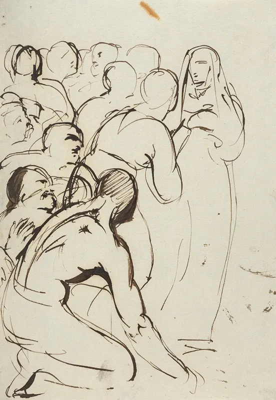 Study Of A Group Of Figures Kneeling And Standing