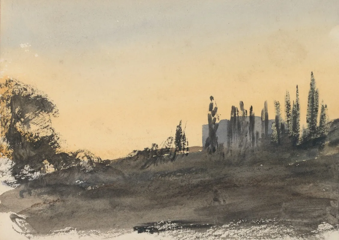 Study Of A Hill With Trees
