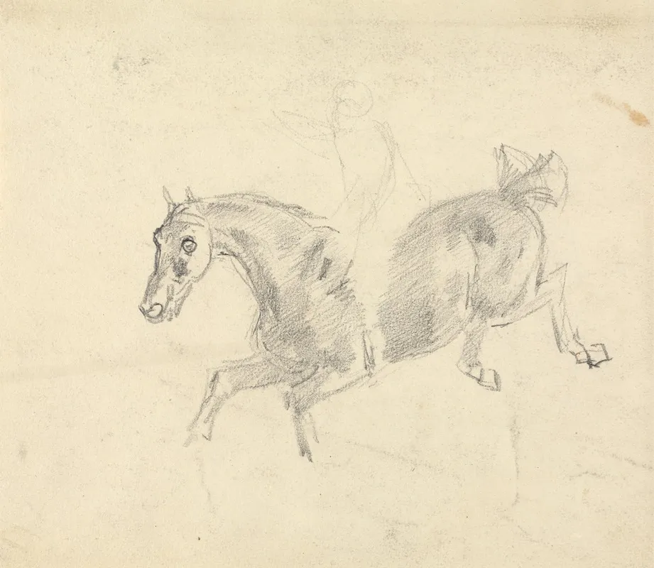 Study Of A Horse With A Figure On Its Back