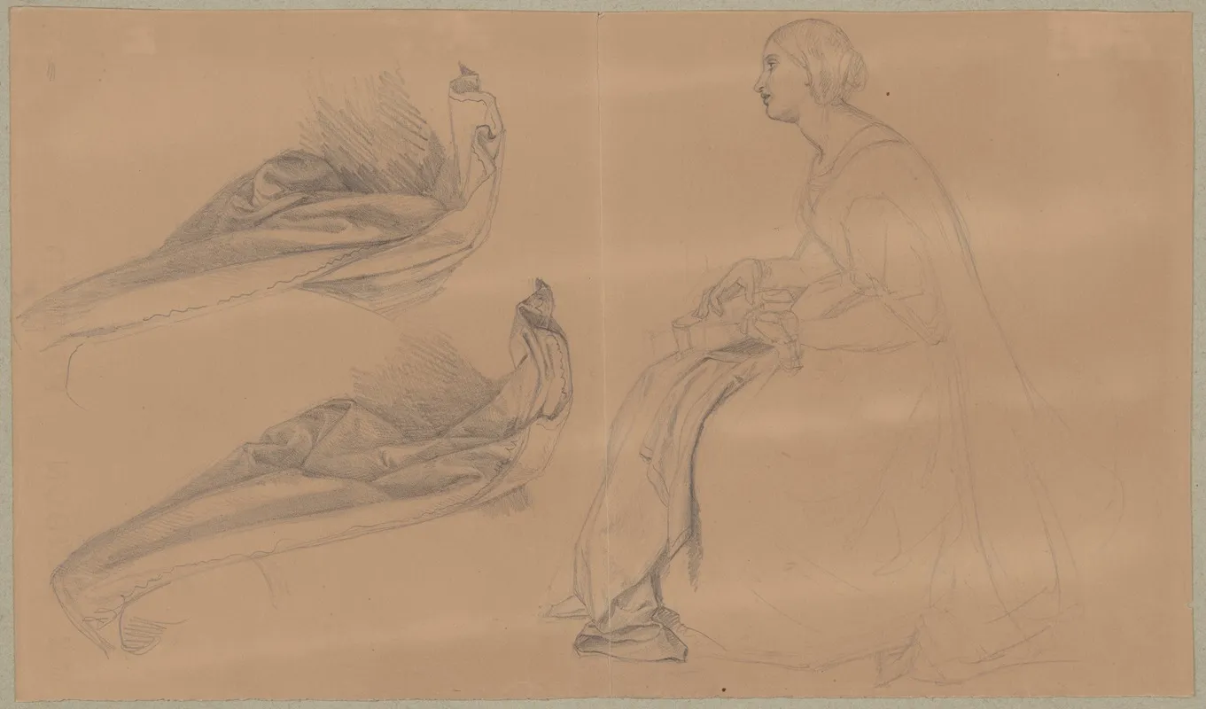 Study Of A Lady Playing A Lute And Drapery For The Painting The Upbringing Of Sigismund Augustus