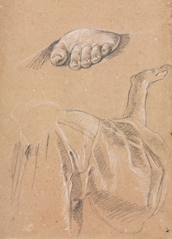 Study Of A Left Foot And Drapery Study With Right Arm