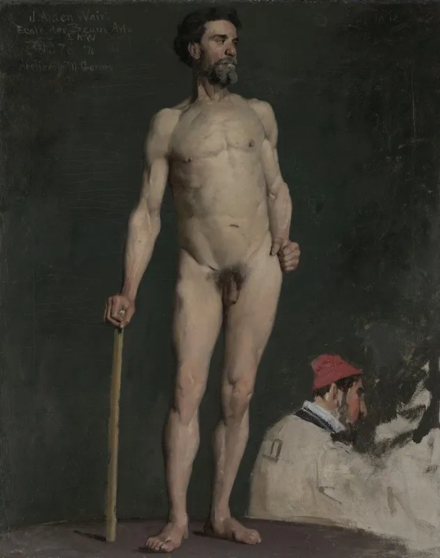 Study Of A Male Nude Leaning On A Staff