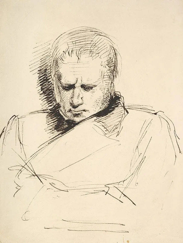 Study Of A Man Gazing Down by George Richmond - Canvas Print