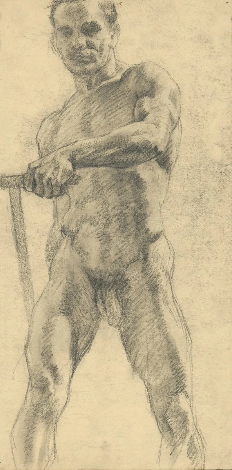 Study Of A Man Holding A Cane In His Hand by Emil Alexay-Olexák - Canvas Print