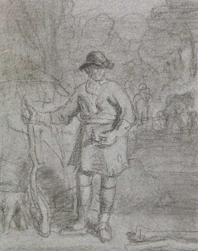 Study Of A Man Holding A Stick