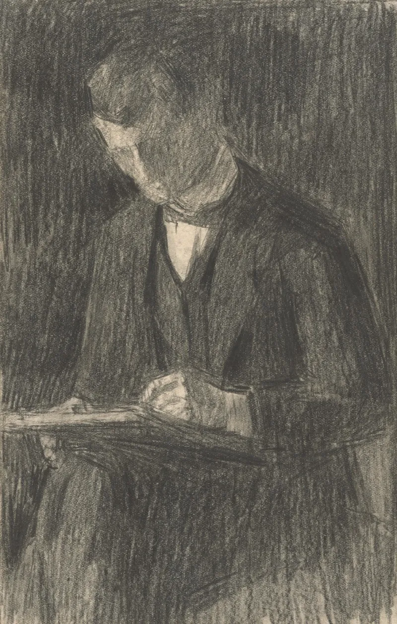 Study Of A Man Reading A Book by Eduard Putra - Canvas Print