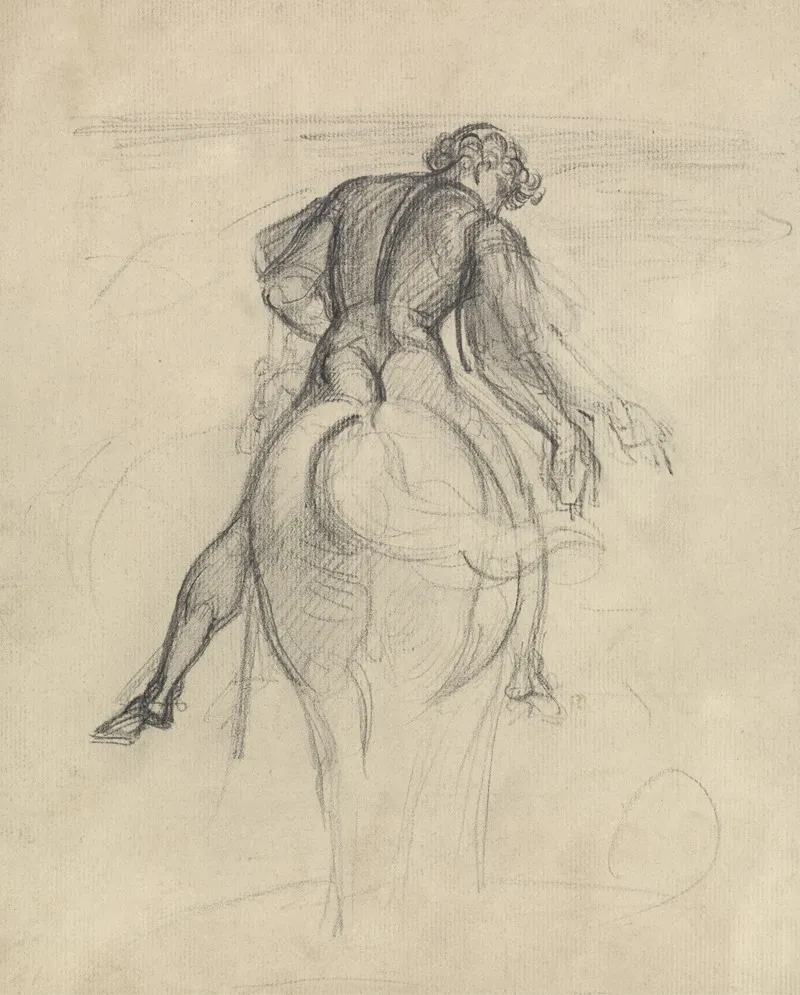 Study Of A Man Riding A Horse