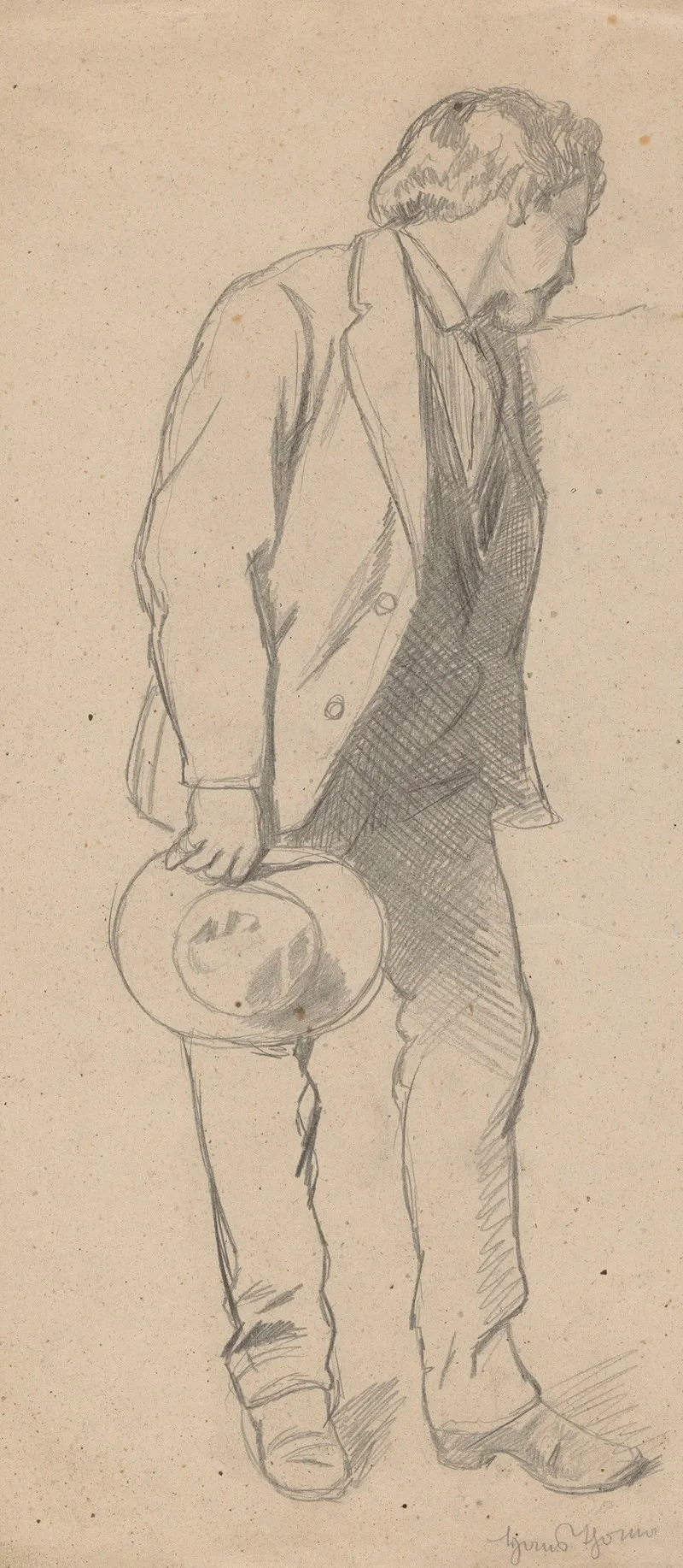 Study Of A Man With A Hat In His Right Hand