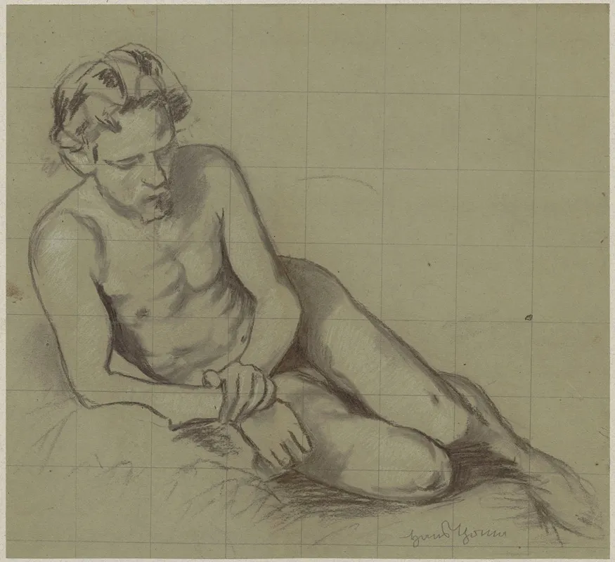Study Of A Naked Man Lying On His Right Side