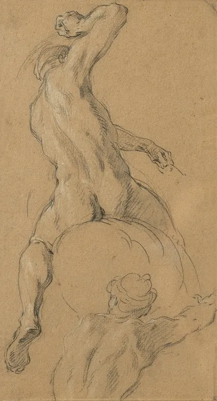 Study Of A Nude Horseman Seen From Behind His Right Arm Raised With A Study Of Another Man