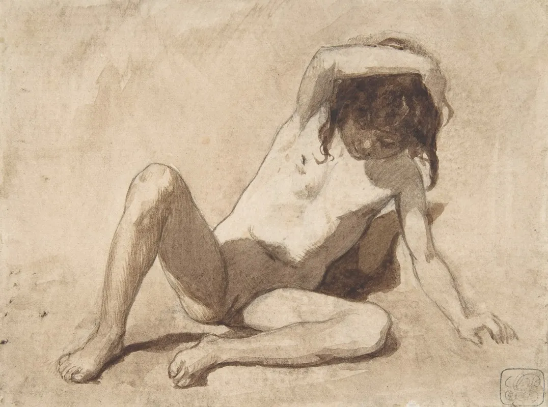 Study Of A Nude Young Girl by August von Pettenkofen - Canvas Print