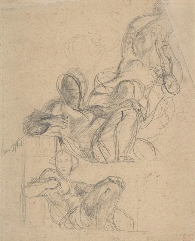 Study Of A Reclining Figure And A Seated Figure Holding A Lyre
