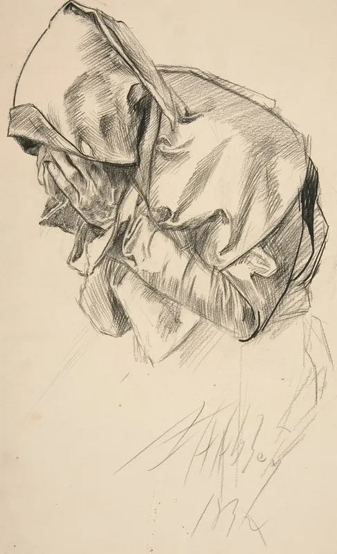 Study Of A Robed Figure Crying For The Quest Of The Holy Grail Mural Series At Boston Public Library