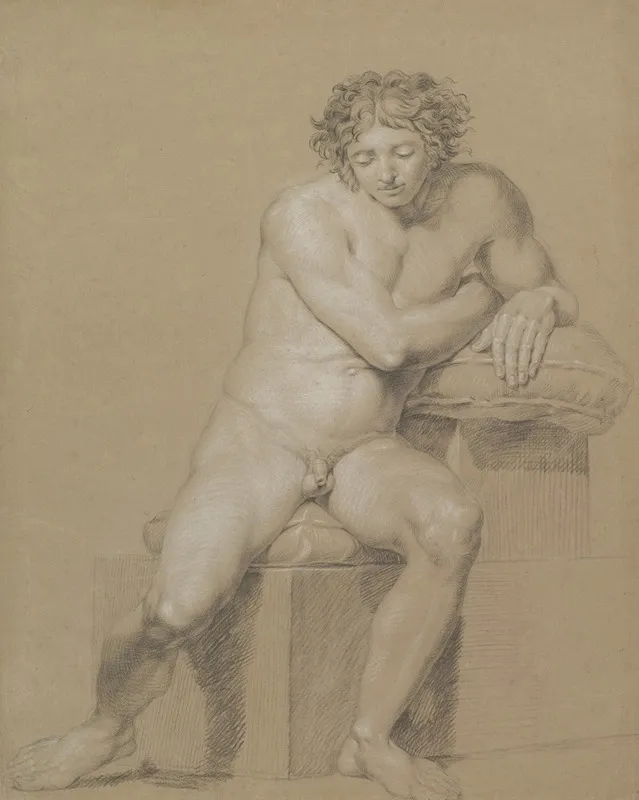 Study Of A Seated Male Nude by Philipp Otto Runge - Canvas Print