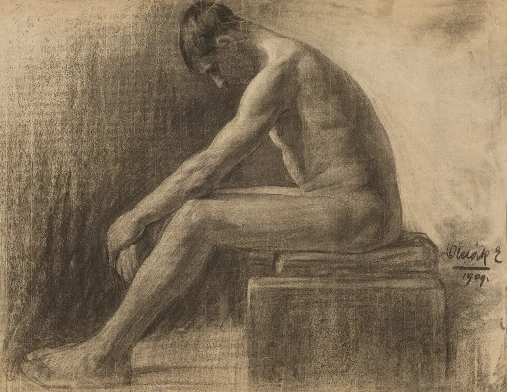 Study Of A Seated Man 5 by Emil Alexay-Olexák - Canvas Print