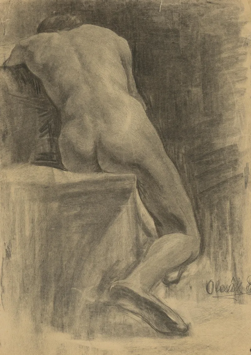Study Of A Seated Man 8 by Emil Alexay-Olexák - Canvas Print