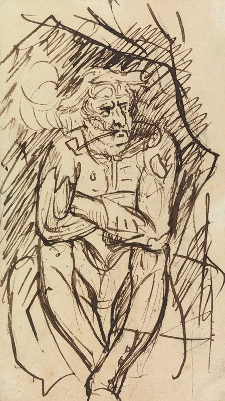 Study Of A Seated Man Smoking A Pipe
