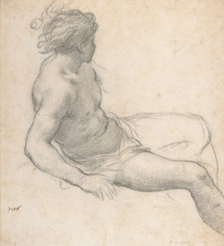 Study Of A Seated Youth For The Age Of Gold by Pietro da Cortona - Canvas Print