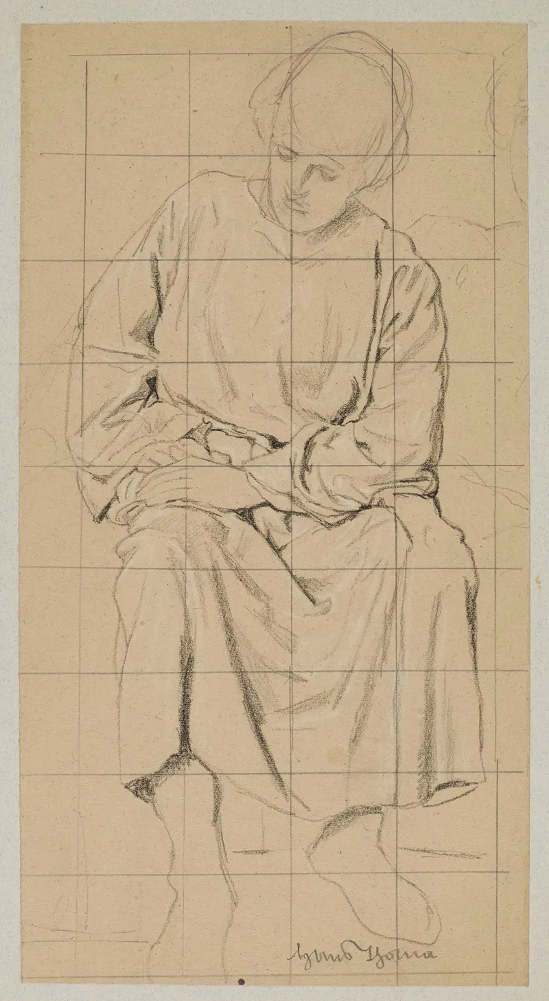 Study Of A Sitting Figure In A Long Robe