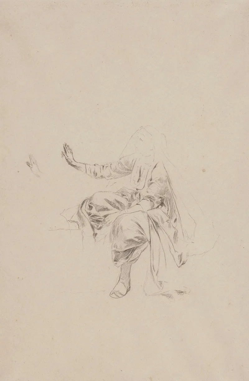 Study Of A Sitting Turkish Woman In A Dress And Yashmak