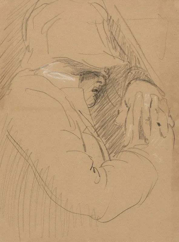 Study Of A Sleeping Man With A Hat And Clasped Hands