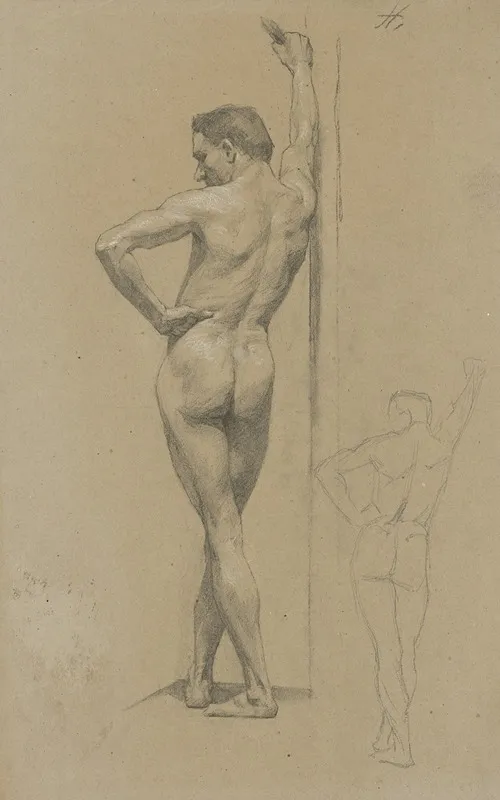 Study Of A Standing Male Nude 3 by Jozef Hanula - Canvas Print