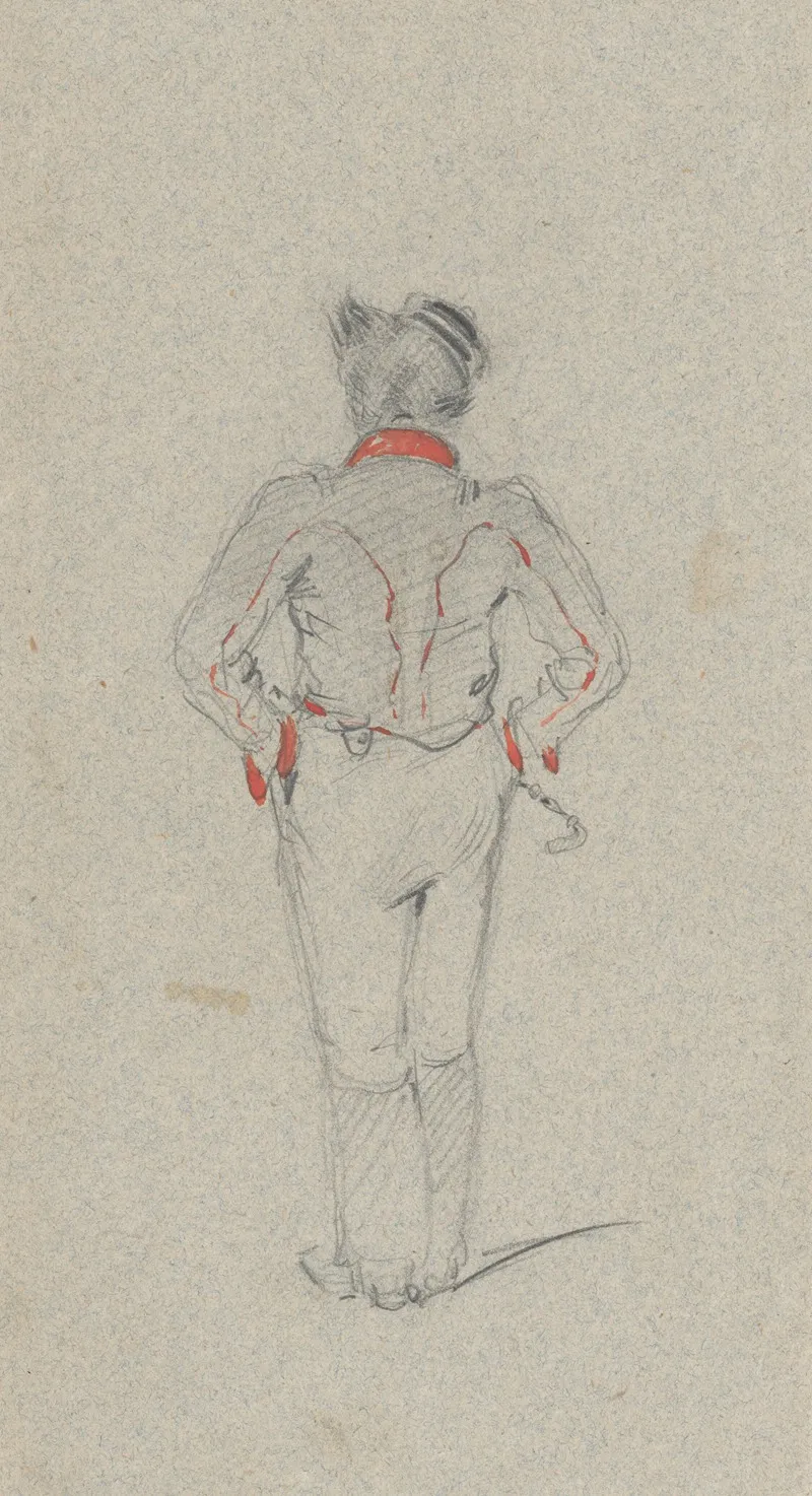 Study Of A Standing Man From The Back by Friedrich Carl von Scheidlin - Canvas Print