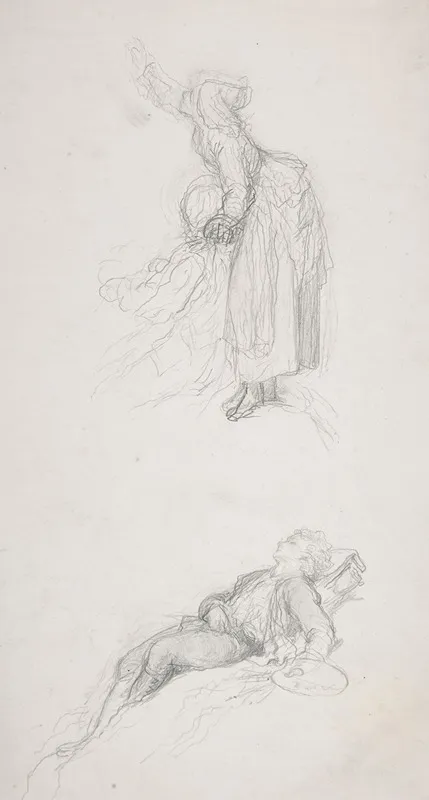 Study Of A Standing Woman With A Sitting Man Study Of A Resting Artist