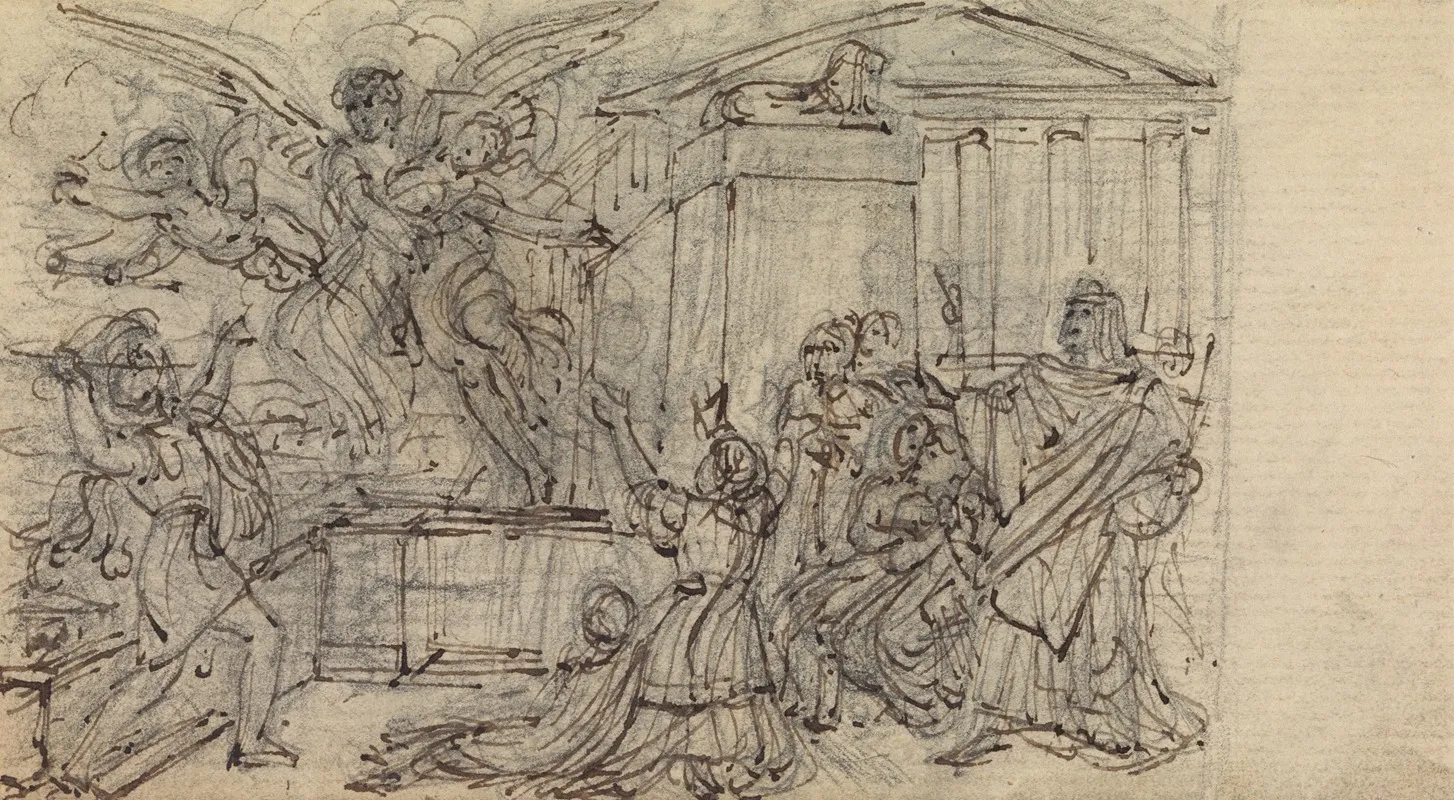 Study Of A Woman Being Taken Away By A Winged Being