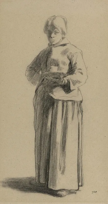 Study Of A Woman Holding A Cup by Jean-François Millet - Canvas Print