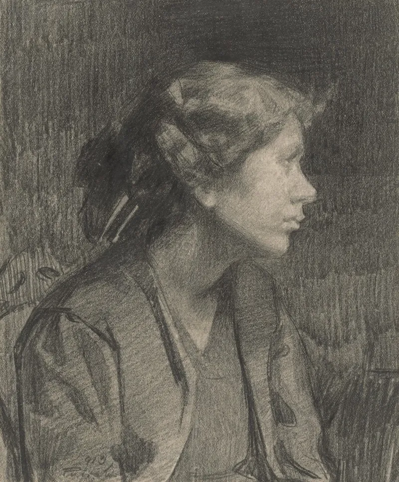 Study Of A Woman In Profile by Eduard Putra - Canvas Print