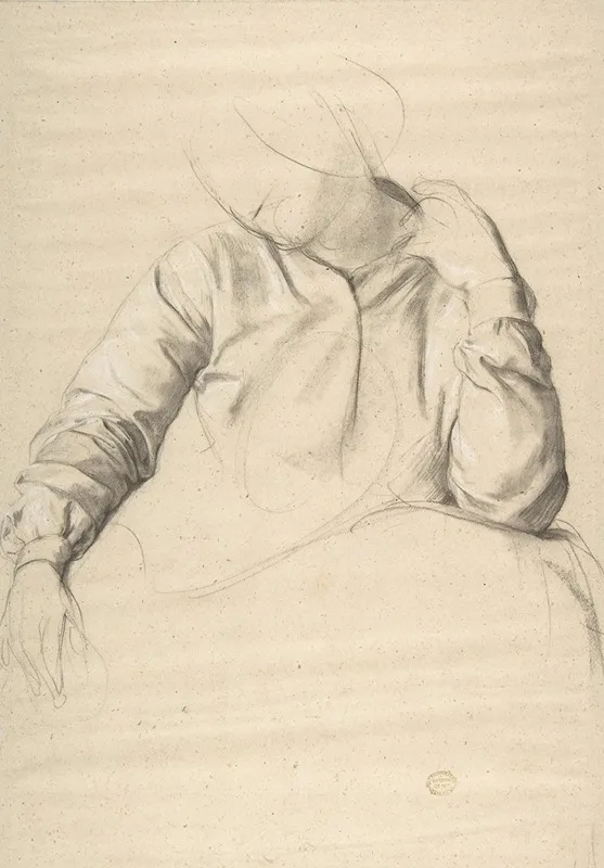 Study Of A Woman Seated by Romain Cazes - Canvas Print